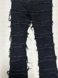 美品】mnml ティアード フリンジ デニムパンツ ブラック⁠ 36 - メルカリ