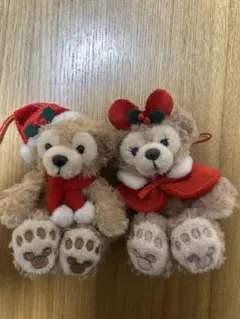 ダッフィー シェリーメイ　クリスマスコスチューム　ぬいぐるみストラップ　ペア