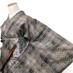 小紋 身丈165 裄66 金彩 乱菊 市松 格子 着物 053b - メルカリ