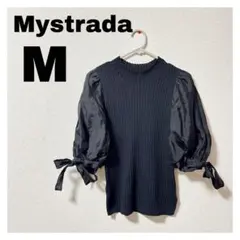 【美品】Mystrada エアリースリーブニット ブラック ニット Mのサムネイル