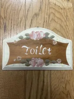 トールペイント花柄木製トイレプレート