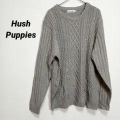 5505U ハッシュパピー 犬刺繍 ケーブルニット グレー L 長袖 セーターのサムネイル
