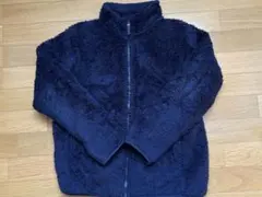 160cmユニクロUNIQLOネイビー フリースジャケット ジップアップ紺色