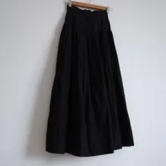新品 S インド綿 ブラック フレアスカート ギャザースカート ロングスカート