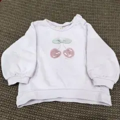 プティマイン 90 トレーナー スウェット 紫 さくらんぼ