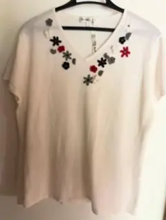 Hanae Mori 半袖 ニットVネック トップス Lのサムネイル