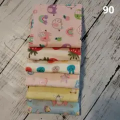 90.【6重ガーゼ】ハーフサイズハンカチ　6枚セット　うさぎ・いちご・ぞう