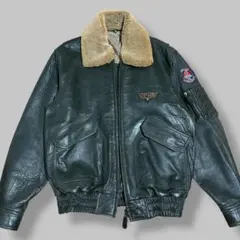 【希少品】ヴィンテージフライトジャケット G-1 羊革 XL 深緑 TOPGUN