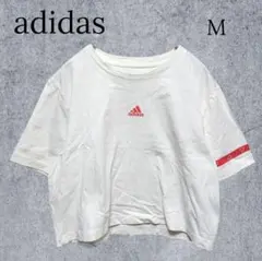 589【アディダス】半袖クロップドT ショート丈 チビT ロゴ ホワイト 韓国