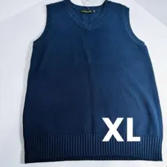 【新品タグ付】CAMPURE Vネック ニットベスト XL ネイビー 濃 学生