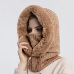 バラクラバ●ニット帽 ファー付 防寒具 極暖ネックウォーマー 男性 レディース