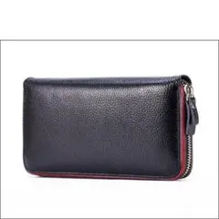 ◆ SALE ◆新品 本革 ジップアラウンド クラッチ 長財布 ブラック 黒