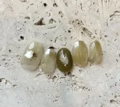 オリーブグリーン マーブル ネイルチップ