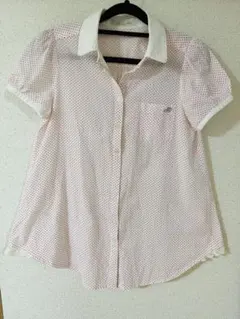 パフスリーブブラウス　ピンクドット