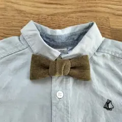 ハンドメイド　キッズ　蝶ネクタイ　リボンブローチ　コーデュロイ　カーキ