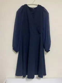 ネイビー シフォン ラップ ワンピース