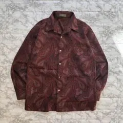 sunjoker ペイズリー柄 シャツ ヴィンテージ 古着 M 総柄 ボルドー