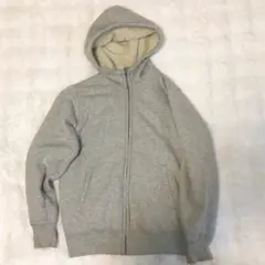 ユニクロキッズ160グレー 裏起毛フリース内張り フルジッパーパーカー