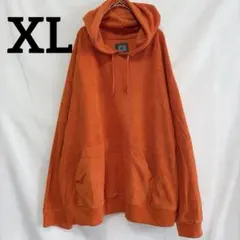 アスレチック【XL】フリースパーカー オレンジ オーバーサイズビッグシルエット