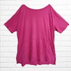 半袖 チュニック Tシャツ ボートネック 無地 3XL ピンク 綿 大きいサイズ