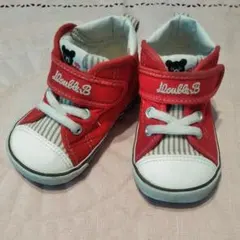 ミキハウス ロゴ キャンバス セカンドベビーシューズ アカ 15