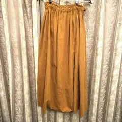 ブラウン フレアスカート ゴムウエスト