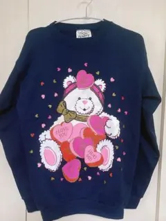 ☆レア ヴィンテージ クマ柄 スウェット トレーナー ネイビー 110 120 
