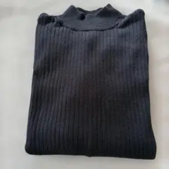 黒 リブ編み 長袖セーター ブラックL