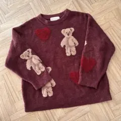 gelato pique ベア　ハート　ジャガードプルオーバー　レッド　ホリデー