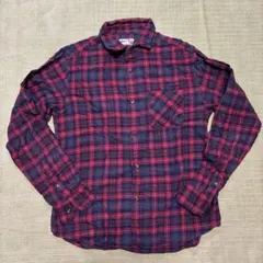 GLOBAL WORK ネルシャツ ネイビー レッド チェック Mサイズ