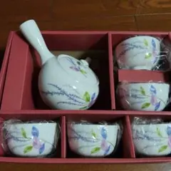 急須と茶碗セット 花柄デザイン