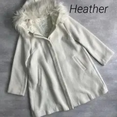 Heather ヘザー ファー付きロングコート アイボリー　白　上品のサムネイル