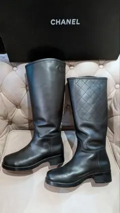 CHANEL ロングブーツ 39 ブラック シャネル