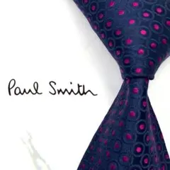 ◆美品◆Paul Smith ネクタイ 紺色 ドット柄 光沢感