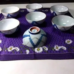 新品昭和レトロ手描きお茶碗