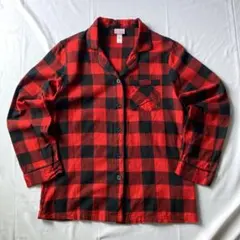 00s チェック パジャマシャツ 赤 黒 グランジ Y2K 平成 大人気 古着