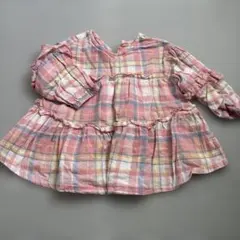 BREEZEピンクチェックフレアチュニック　80