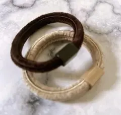 太ゴム　ブラウン・ベージュ ヘアゴム 2個セット