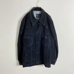 ジャケット　裏地ストライプ柄　紺　ネイビー　ダブルポケット　くるみボタン