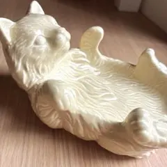 猫型陶器 置物 クリーム色 小物入れ インテリア