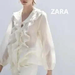ZARA ザラ フリルブラウス アイボリー レディース 長袖