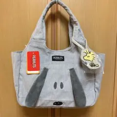 PEANUTS コーデュロイ トートバッグ ウッドストックチャーム付き