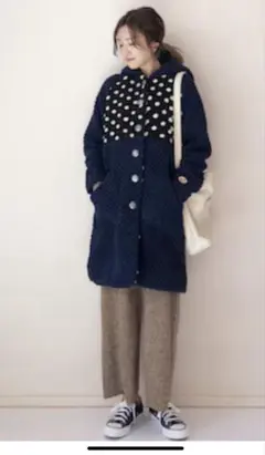 go slow caravan PUKUPUKUコート ネイビー・ドット