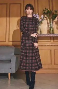 herlipto Check Jacquard Knit Dress Sサイズ