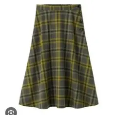 GU チェックフレアミディスカート XL
