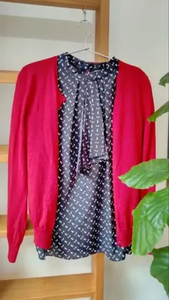 FRAMeWORK 落ち着きのあるレッド 長袖カーディガン　WOOL100%