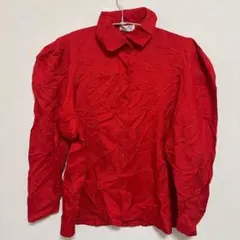長袖シャツ 【40】 レッド カラーシャツ カジュアル 大きめサイズ トップス