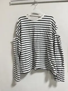 GRL ボーダー柄ショルダースリットルーズトップス（品番：fo1647）