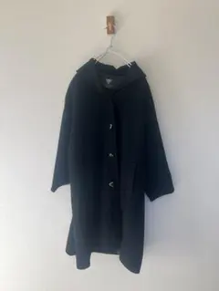 カシミヤ100％　ロングコート　黒　ハートボタン