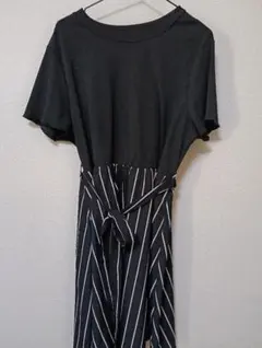 SHEIN カットソーワンピース 2XL ブラック/ストライプ